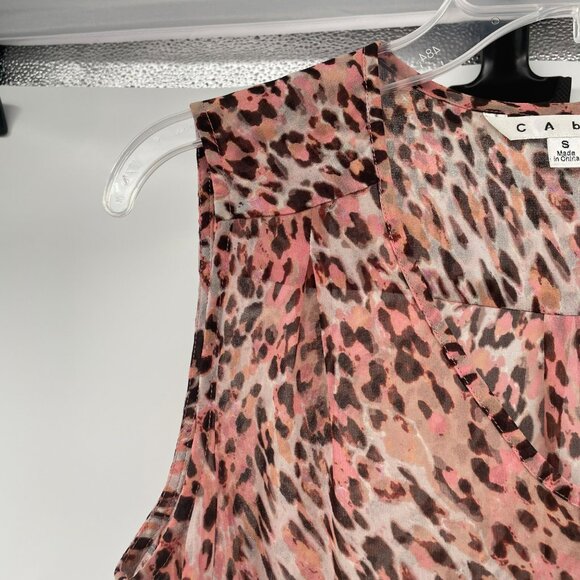 Cabi Womens Sheer Button Up Top Animal Print Size Small - Picture 5 of 9